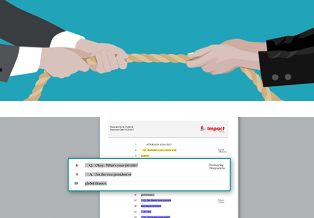 Screenshot of handling overlapping objections in DepoX
